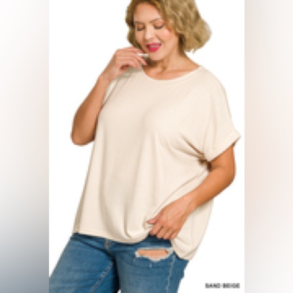 🆕 Zenana SOFT MELANGE HACCI SHORT SLEEVE ROUND NECK TOP